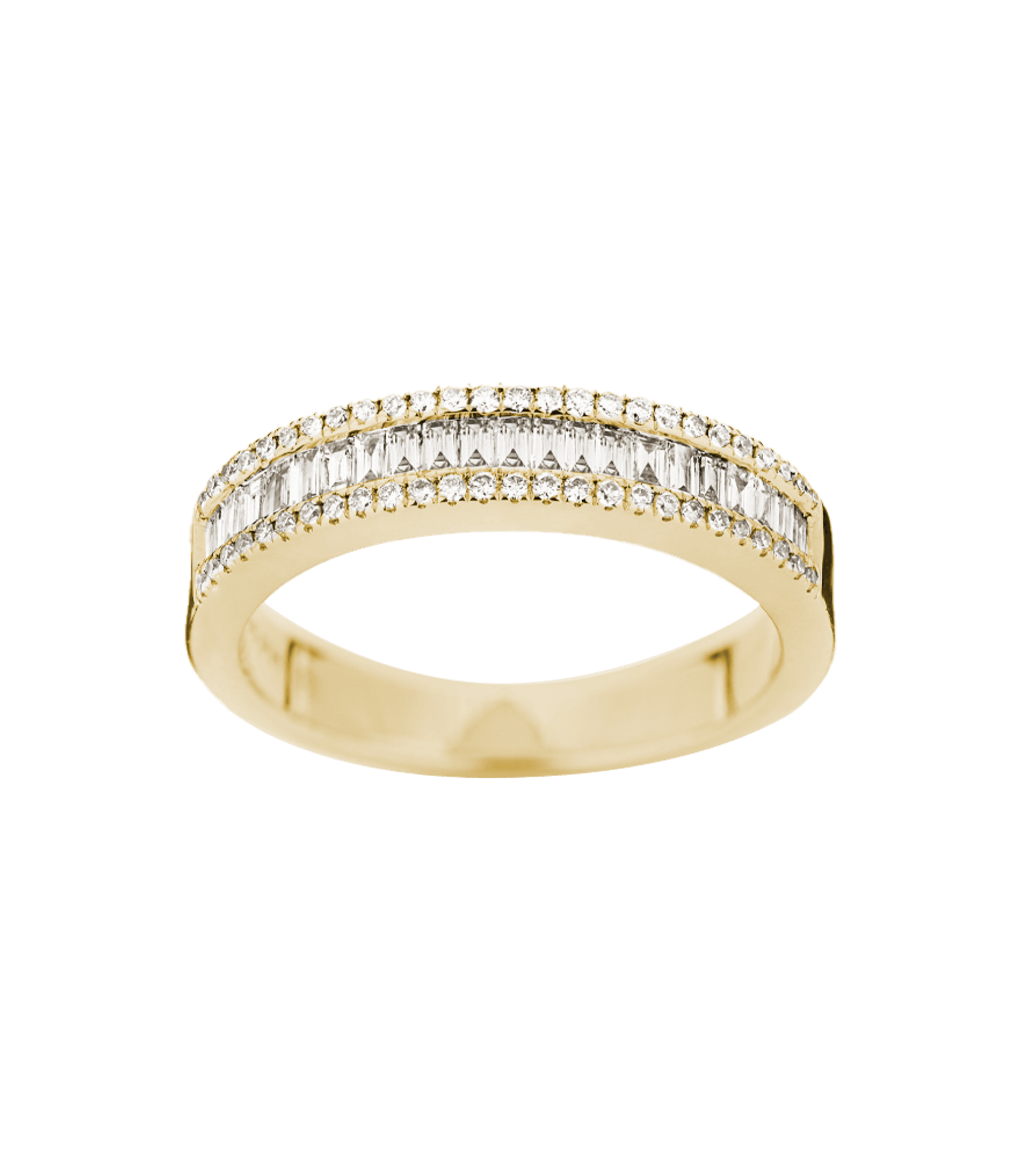 Diamantring med baguetter i guld